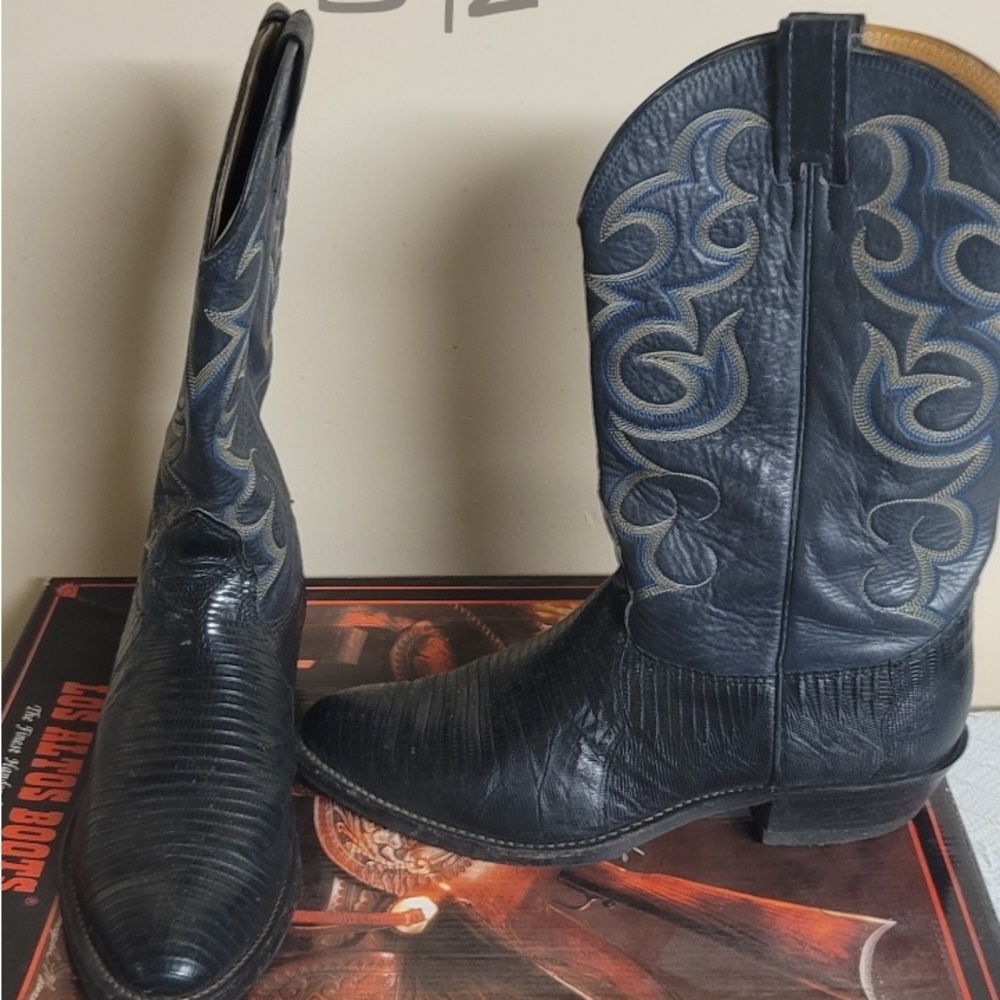 Los Altos Size 10 Blue Eel Skin Cowboy Boots